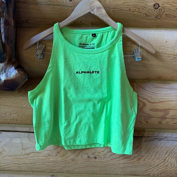Alphalete Cropped Muscle Tank in Lime Green - Picture 1 of 4